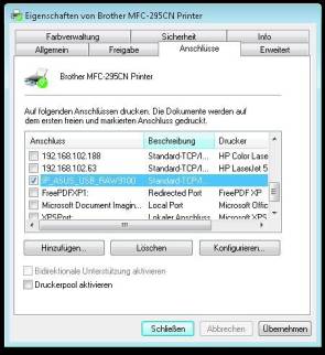 Screen 3: Nach der Installation erscheint der neue Drucker-Port in diesem Fenster