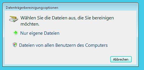 Windows Vista löscht die temporären Daten aller Benutzer