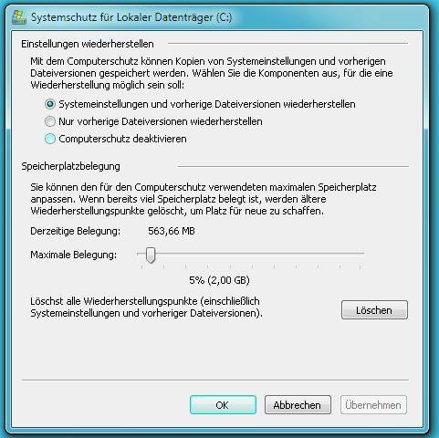 Wenn Sie alles selbst sichern, deaktivieren Sie den Computerschutz