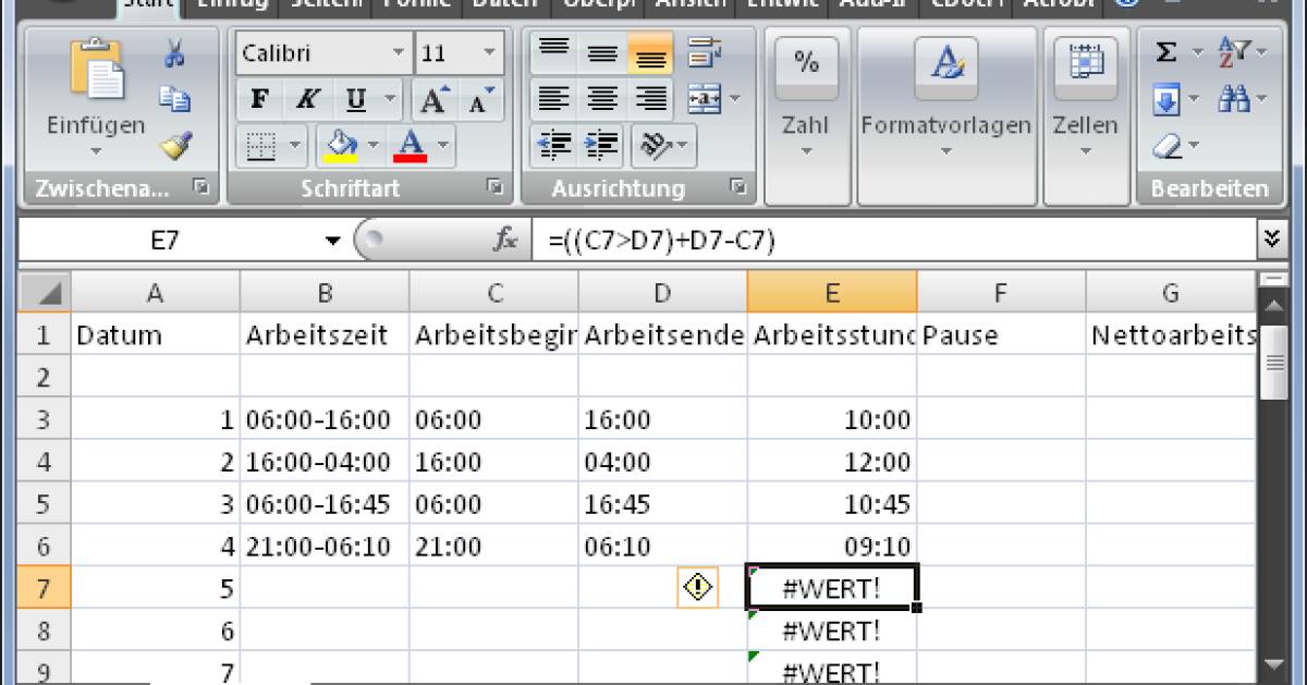 Excel: Fehler «#WERT» unterdrücken - pctipp.ch
