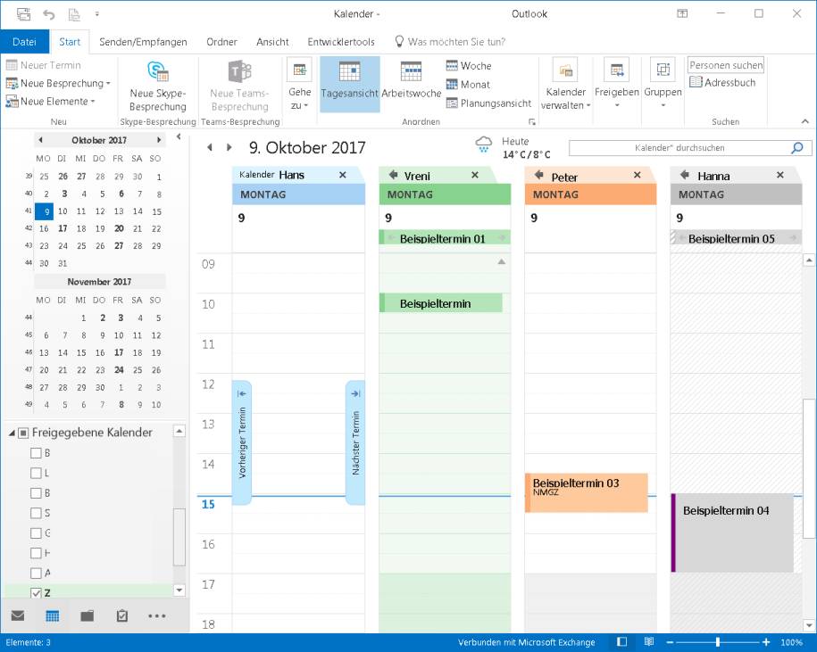 Outlook: Kollegen-Kalender öffnen und zu einer Ansicht verschmelzen -  pctipp.ch
