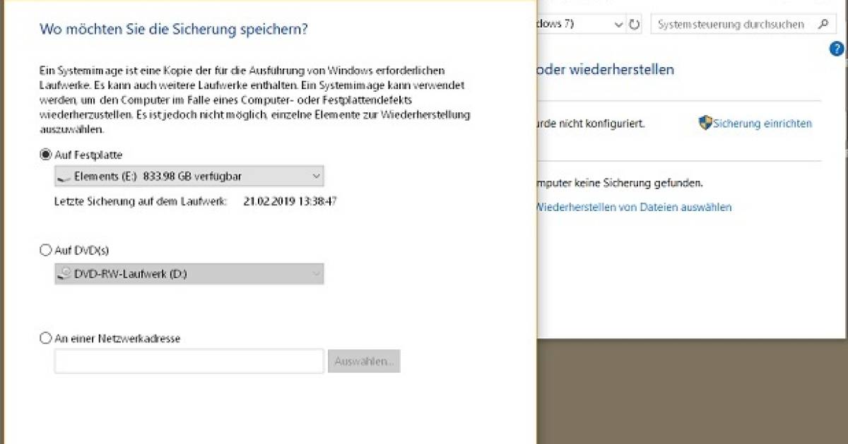 Windows 10: Fehlermeldung beim Erstellen des Systemabbilds - pctipp.ch