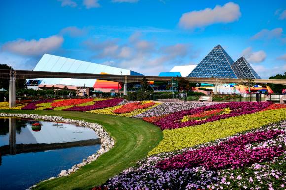 Foto eines Parks mit Blumen und leuchtenden Farben sowie stärkeren Kontrasten