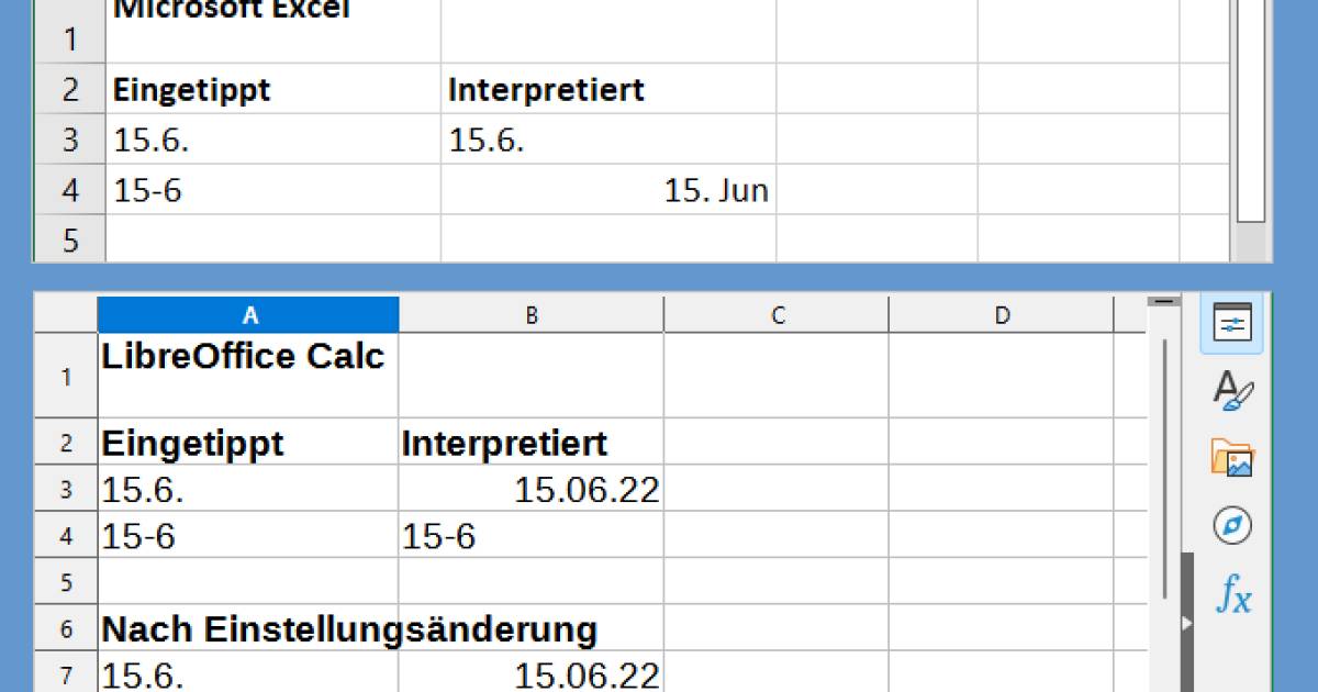 Excellibreoffice Calc Kurzeingabe Des Datums Pctippch 8753