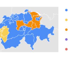 Schweiz-Karte mit verschieden gefärbten Regionen