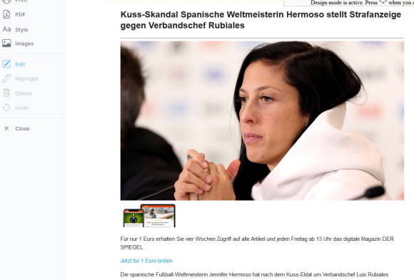 Bild 7: Eine Druckansicht der Website, die sich sogar bearbeiten lässt