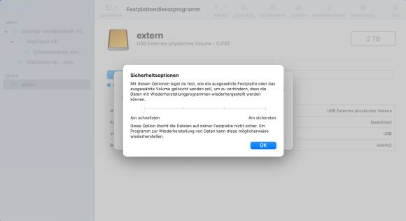 Bild 8: Hier bestimmen Sie, wie sicher die Formatierung sein soll