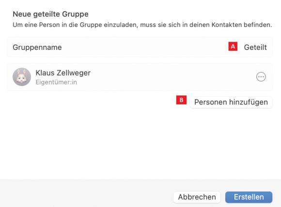Bild 7: Geteilte Kennwörter werden in einer eigenen Gruppe abgelegt
