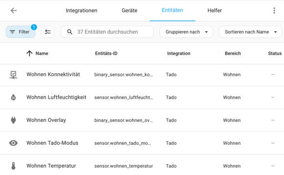 Bild 5: Entitäten verraten, was das Gerät gerade misst – und diese Werte lassen sich wiederum für Automationen einsetzen