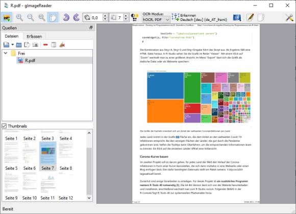 Bild 11: Mit der Gratis-OCR-Software gImageReader wird der Text in Bildern bearbeitbar