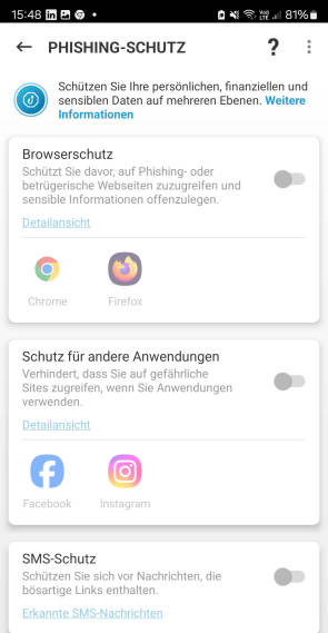 Bild 3: Der Phishing-Schutz bewahrt Sie vor gefälschten Inhalten