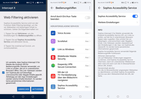Bild 5: Der Zusatzschutz Web Filtering schützt Sie vor Links zu verseuchten Webseiten