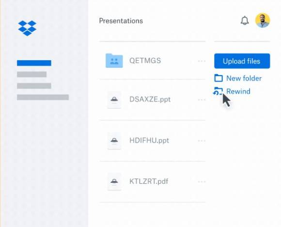 Bild 5: Auch Dropbox bietet mit der Funktion Rewind ein Tool zum Retten von verschlüsselten Inhalten