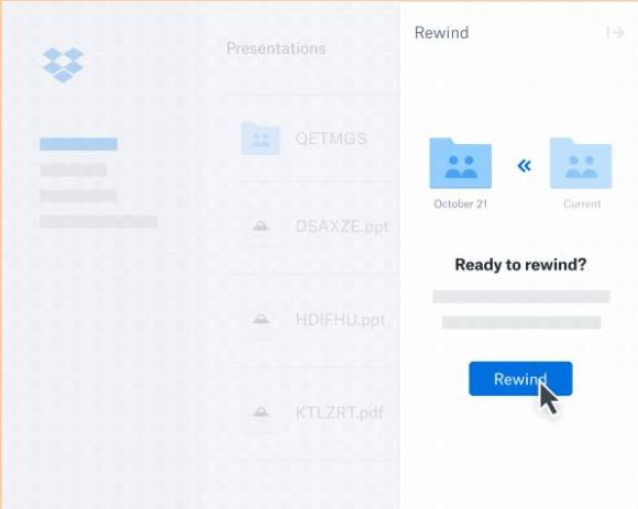 Bild 6: Bei Dropbox Rewind wählen Sie einfach das passende Datum aus und retten so Ihre Daten