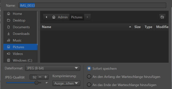 Bild 12: Beim Speichern einer bearbeiteten Rohaufnahme als JPEG-Datei bleibt das RAW-Original erhalten