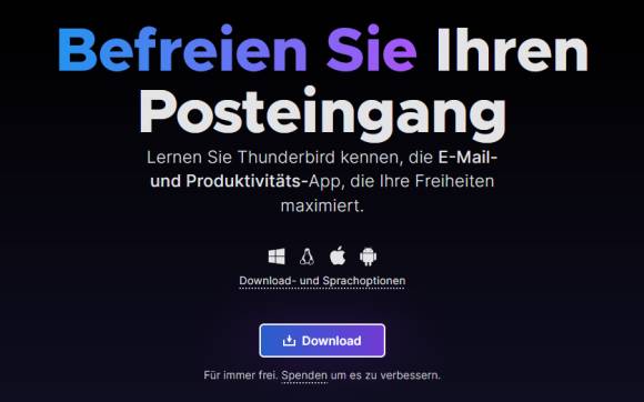 Bild 1: Auf der Website von Thunderbird laden Sie das Set-up-Programm herunter